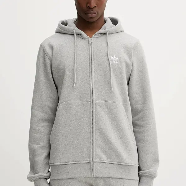 Mikina adidas Originals Essentials pánská, šedá barva, s kapucí, melanžová, JY6167