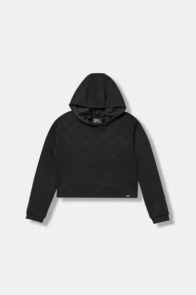 Dětská mikina Guess černá barva, s kapucí, vzorovaná, J5YQ24 KBSL2