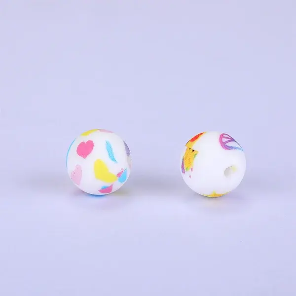 Printed Round Silicone Focal Beads