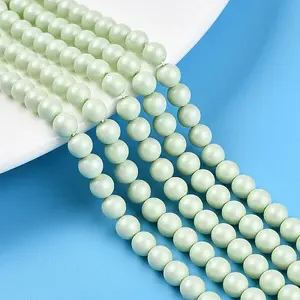 Baking Paint Pearlized Glass Pearl Bead Strands