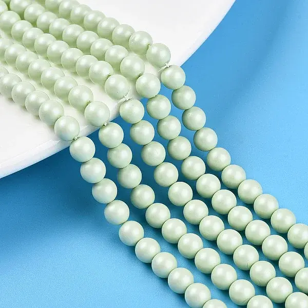 Baking Paint Pearlized Glass Pearl Bead Strands