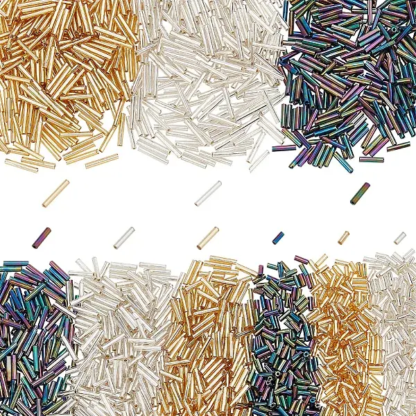 2061Pcs 9 Styles Glass Bugle Beads