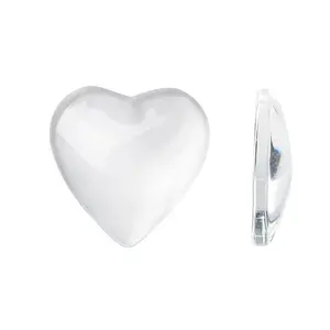 Transparent Glass Heart Cabochons