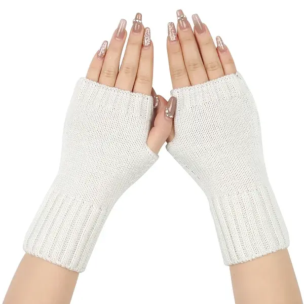 Acrylic Fiber Knitted Mittens Fingerless Gloves