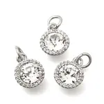 Brass Micro Pave Clear Cubic Zirconia and Glass Pendants