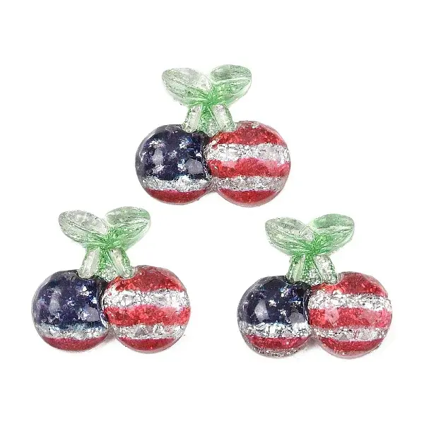 Independence Day Transparent Epoxy Resin & Glitter Powder Cabochons