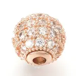 Brass Micro Pave Cubic Zirconia Beads