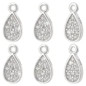 6Pcs Rhodium Plated 925 Sterling Silver Pendant