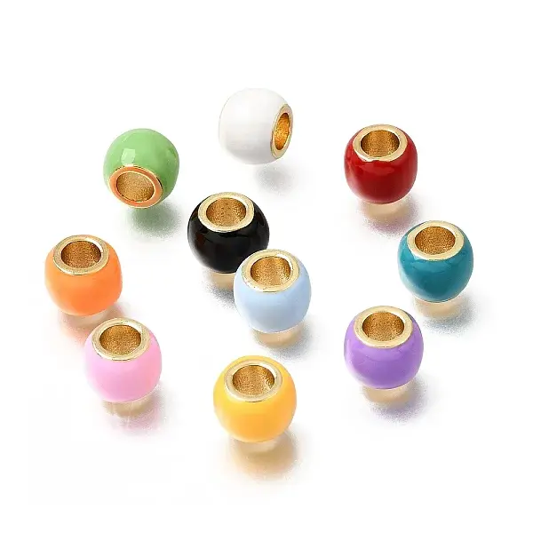 Brass Enamel European Beads