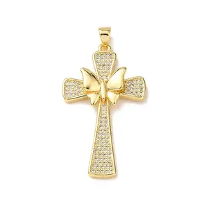 Brass Micro Pave Clear Cubic Zirconia Pendants
