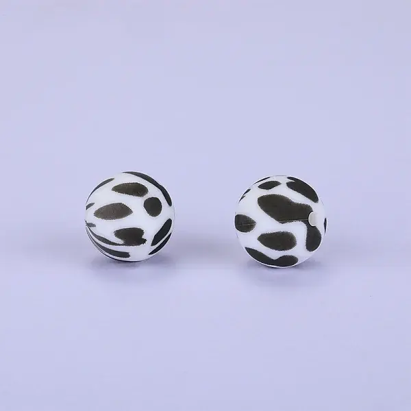 Printed Round Silicone Focal Beads