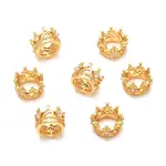 Brass Micro Pave Clear Cubic Zirconia European Beads