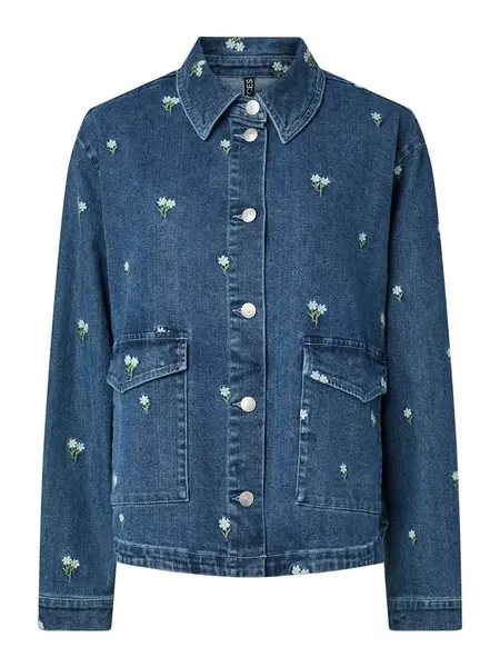 PIECES Blúzka 'PCFlora'  modrá denim / žltá / olivová / biela