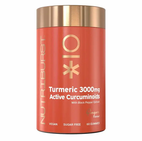 Nutriburst Premium Turmeric 3000 mg gummies s kurkumínom a antioxidantmi, príchuť zázvor