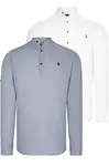 DOUBLE SET G783 DEWBERRY JUDGE COLLAR SHIRT-WHITE-GREY
