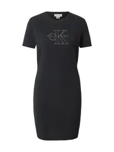 Calvin Klein Jeans Pletené šaty  čierna / strieborná
