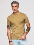 Ombre Printed cotton T-shirt with round neckline - dark olive