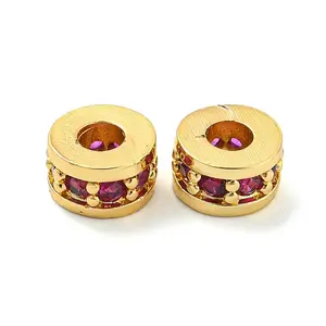 Rack Plating Brass Micro Pave Cubic Zirconia Beads