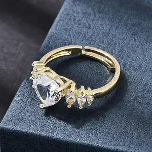 Brass Micro Pave Cubic Zirconia Cuff Open Rings