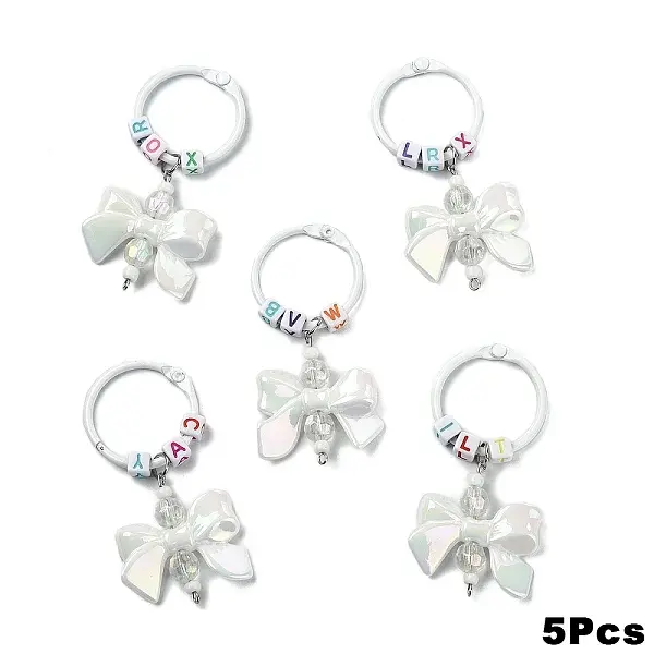 5Pcs Acrylic & Glass Seed Pendant Decorations