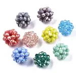Electroplate Glass Round Woven Beads