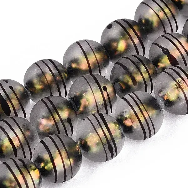 Frosted Handmade Foil Glass Beads Strands