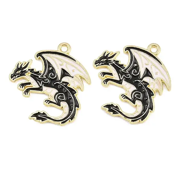 Alloy with Black Enamel Pendants