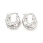Clear Cubic Zirconia Thick Hoop Earrings