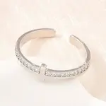 Brass Micro Pave Cubic Zirconia Cuff Open Rings