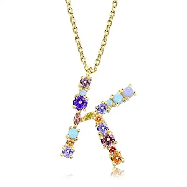 Brass Micro Pave Cubic Zirconia Pendant Necklaces