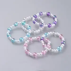 Transparent Acrylic Imitated Pearl  Stretch Kids Bracelets