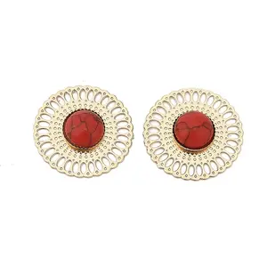 Brass Synthetic Turquoise Cabochons