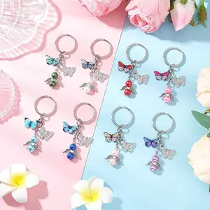 8Pcs Glass Pearl Keychains