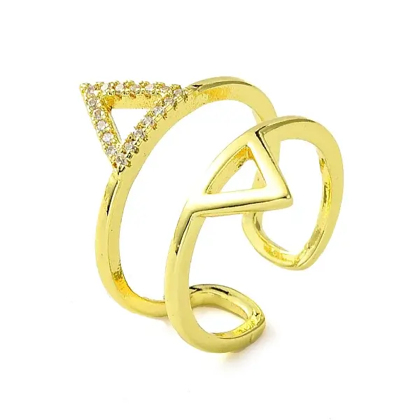 Brass Micro Pave Cubic Zirconia Open Cuff Ring