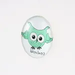 Cartoon Owl Printed Glass Oval Cabochons