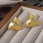 Triangle Brass Drawbench Stud Earring