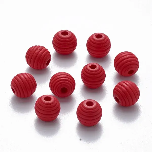 Painted Natural Wood Beehive Beads