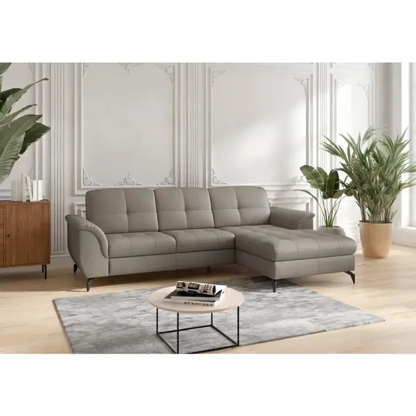 Sit & More ROHOVÁ SEDAČKA, textil, kůže, šedá