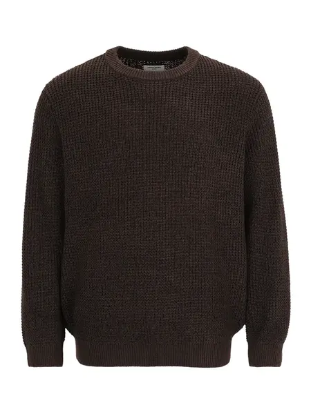 Jack & Jones Plus Sveter 'JJGLOBAL'  tmavohnedá