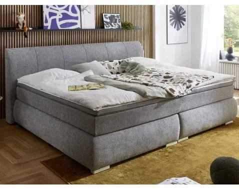Velká rodinná postel boxspring Cody 240x200 cm, holubí šedá látka