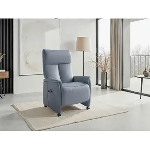 Sit & More RELAXAČNÍ KŘESLO, kůže, šedomodrá