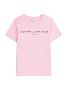 TOMMY HILFIGER Tričko 'Logo'  ružová / čierna