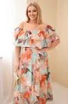 Kesi Plus Size maxi šaty s volánem mátově zelené