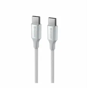 Swissten Textile II USB-C/USB-C, 1,5m bílá