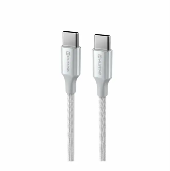 Swissten Textile II USB-C/USB-C, 1,5m bílá