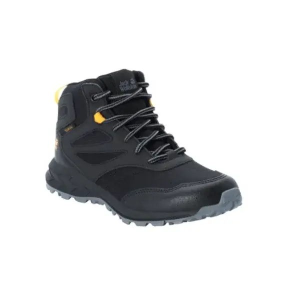 Jack Wolfskin Woodland Texapore Mid K EU 38, black/burly yellow Dětské turistické boty