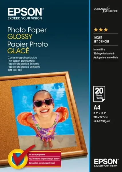 Epson Photo Paper C13S042538, 200 g/m2, A4, 20ks, lesklý, bílý, foto papír