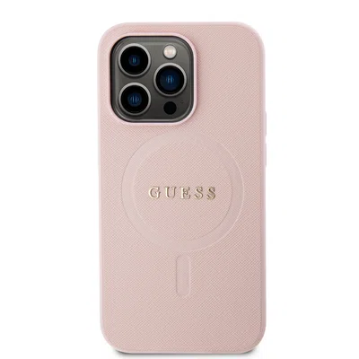 Ochranný kryt Guess Saffiano MagSafe pro Apple iPhone iPhone 15 Pro, růžová