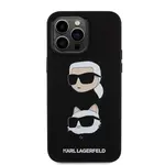 Zadní kryt Karl Lagerfeld Liquid Silicone Karl and Choupette Heads pro Apple iPhone 15 Pro Max, černá