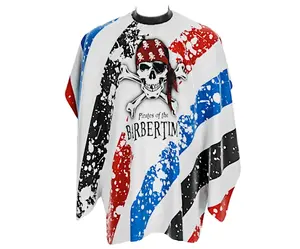 Pánská pláštěnka na stříhání vlasů a vousů Barbertime Banded Pro Barber Cape XL - bílá - Pirates of the Barbertime + dárek zdarma